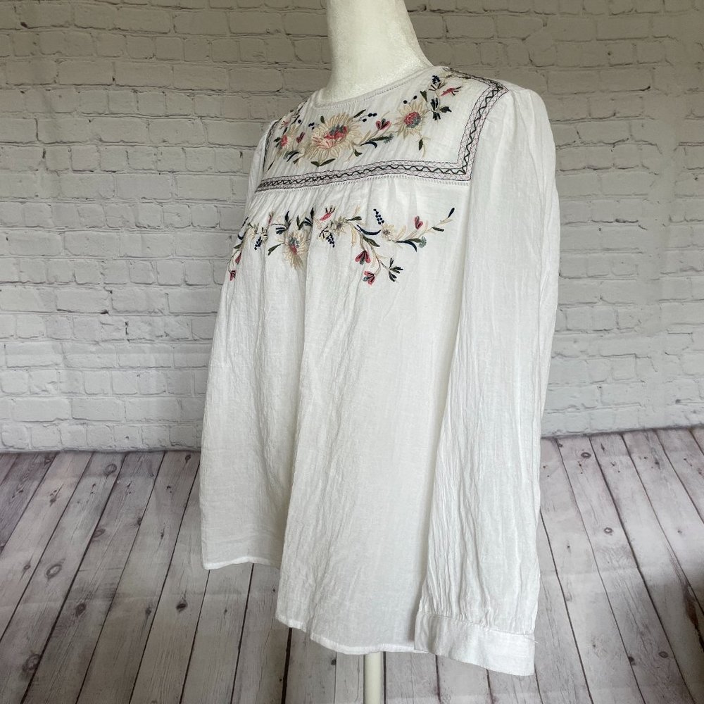 Lucky Brand | Embroidered Peasant Blouse, Sz L